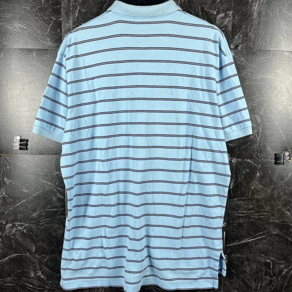 Polo Ralph Lauren Men's Blue Striped Vtg Polo Shirt Large
